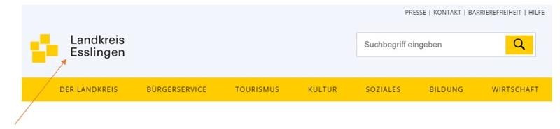 Screenshot der Kopfzeile der Startseite der Homepage Screenshot der Kopfzeile der Startseite der Homepage