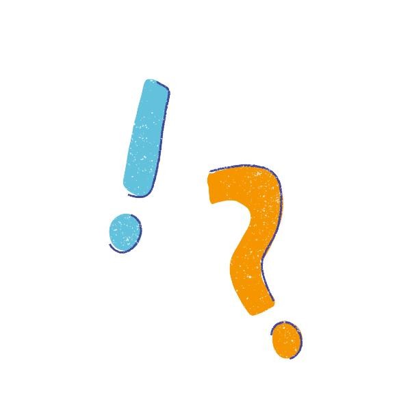 Illustration mit Ausrufezeichen und Fragezeichen