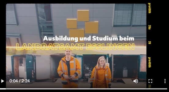 Youtube: Imagefilm über Ausbildungsmöglichkeiten beim Landratsamt Esslingen