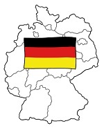 Symbol einer Deutschlandkarte mit Flagge