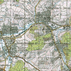 Landkartenausschnitt einer Topographischen Karte Landkartenausschnitt einer Topographischen Karte