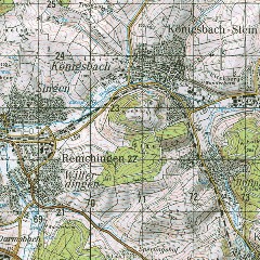 Landkartenausschnitt einer Topographischen Karte