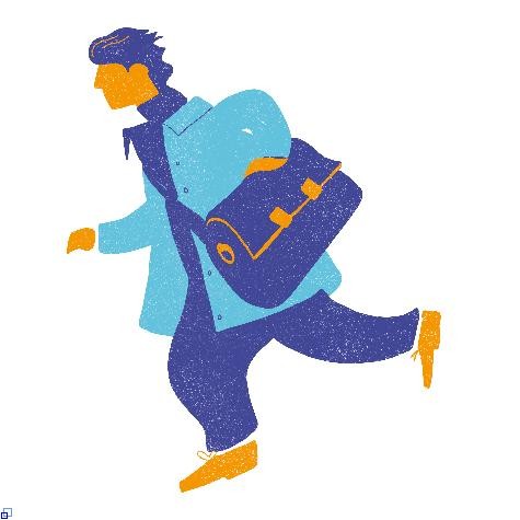 Illustration von einem Mann auf dem Weg zur Arbeit