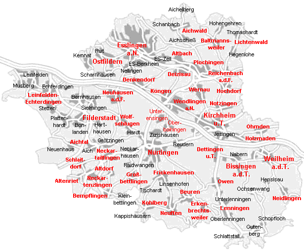 Landkreis Esslingen: Kreiskarte