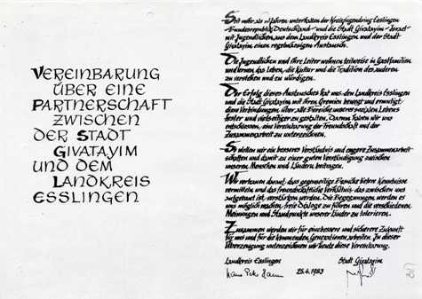 Abschrift der Vereinbarung der Partnerschaft