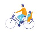 Illustration Vater und Kind mit Fahrrad