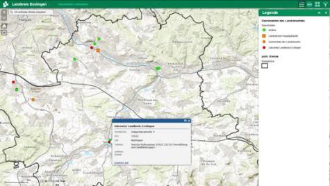 Externer Link zu arcgis: Karte mit Link auf diverse Dienststellen Externer Link zu arcgis: Karte mit Link auf diverse Dienststellen